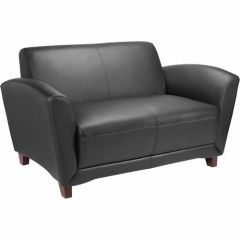 RECEPTION LOVESEAT 55x35x31 LEATHER BLACK