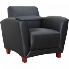 CLUB CHAIR WITH TABLET TRAY LEATHER BLACK