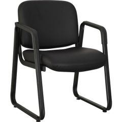UPHOLSTERED GUEST CHAIR 275LB CAPACITY LEATHER BLACK