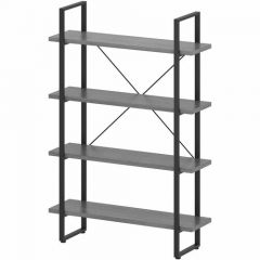 METAL FRAME RUSTIC BOOKCASE 4 SHELVES 57.5Hx39.4Wx12D