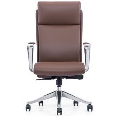 LEATHER OFFICE CHAIR HIGH BACK  BROWN