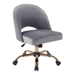 FABRIC OFFICE CHAIR STEEL ROSE  5-PRONG ROSE GOLD BASE GREY