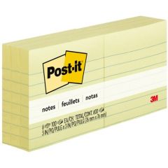POST IT NOTES RULED 3x3 CANARY YELLOW 6/PK