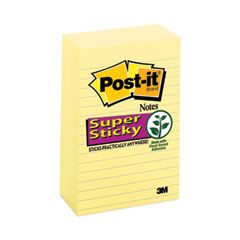 SUPERSTICKY POST IT NOTES RULED 4X6 CANARY YELLOW 5/PK