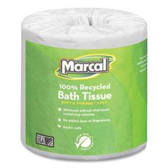 RECYCLED BATH TISSUE 2-PLY  SEPTIC SAFE WHITE 48 ROLLS/CS