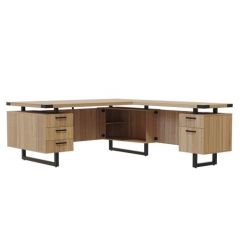L-SHAPED DESK WITH BBB/BF  PEDESTALS 72Wx30Hx78D SAND 
