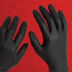 NIGHT ANGEL NITRILE GLOVE  POWDER FREE 4MIL BLACK MEDIUM  