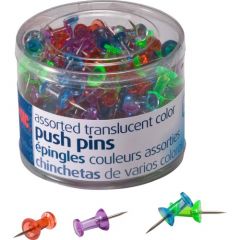 OFFICE MATE TRANSLUCENT PUSH PINS ASSORTED COLOR 200/PK