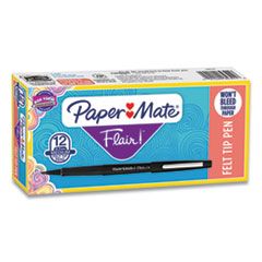FLAIR POINT FELT TIP MARKER PENS 0.7MM BLACK INK 12/PK