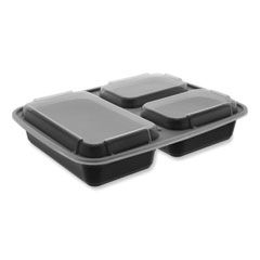 3-COMPARTMENT CONTAINER 32 OZ  MICROWAVALBE BLACK/CLEAR 
