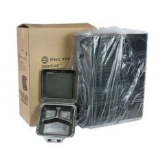 FOAM HINGED CONTAINER LARGE  3 COMPARTMENT 9x9x3 BLACK 