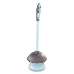 PLASTIC TOILET PLUNGER AND  CADDY WITH MICROBAN 16" 
