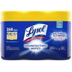 LYSOL DISINFECTING WIPES 1 PLY 7X7.25 LEMON/LIME WHITE 3/PK