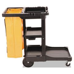 MULTI SHELF CLEANING CART  BLACK + VINYL BAG 
