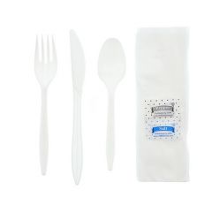SIX PIECE CUTLERY KIT  FORK KNIFE NAPKIN SPOON S&P 