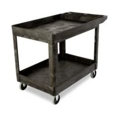 HEAVY DUTY FLAT HANDLE UTILITY  CART LIPPED SHELF MEDIUM 500LB 