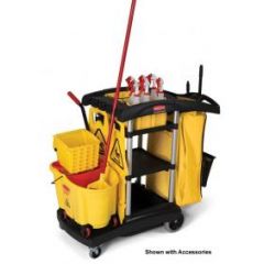 CLEANING CART BLACK + ZIPPERED YELLOW VINYL BAG