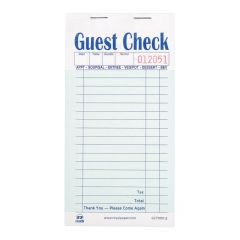 GUEST CHECK CARBONLESS 2-PART  17-LINE GREEN 50/50