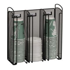 STEEL MESH CUP AND LID HOLDER  3 SLOT 12.75Wx13.25Hx4.5D 