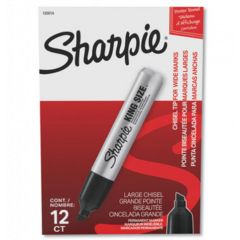 KING SIZE SHARPIE PERMANENT MARKER CHISEL TIP BLACK 12/PK