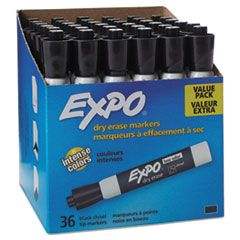 EXPO DRY-ERASE MARKER PACK 36/BOX CHISEL TIP BLACK