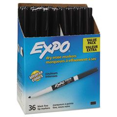 EXPO DRY-ERASE MARKER BLACK  FINE BULLET TIP 36/BX