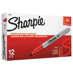 SHARPIE PERMANENT MARKER FINE POINT RED 12/PK