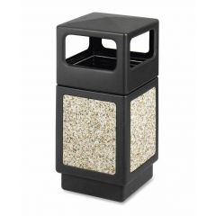 SAFCO INDOOR/OUTDOOR SQUARE  RECEPTACLE BLACK 38gal.  