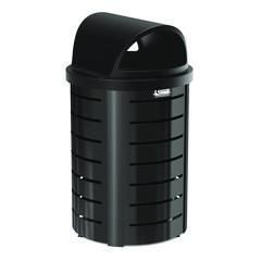 OUTDOOR DECORATIVE METAL TRASH  CAN WITH ROTO MOLDED LID 