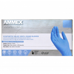 SYNTHETIC VINYL EXAM GLOVES  BLUE SMALL 100/10/CS