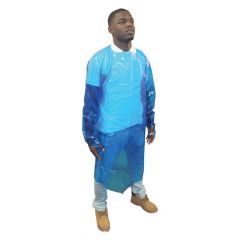 4 MIL VINYL ALTERNATIVE GOWN  WITH THUMB LOOPS 42X50 BLUE 