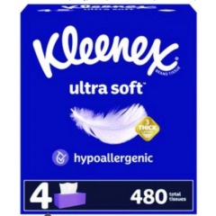 ULTRA SOFT FACIAL TISSUE 3-PLY  WHITE 120SHEETS/BX 4BX/PK 