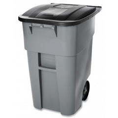 BRUTE ROLLOUT SQUARE CONTAINER  50 GAL PLASTIC GRAY