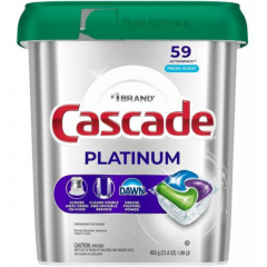 CASCADE ACTION PACS FRESH  SCENT 31.8OZ TUB 59PACS/TUB 