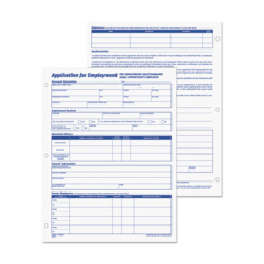 EMPLOYEE APPLICATION FORM ONE  PART 11x8.5 50/PAD 2/PK