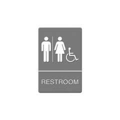 ADA PLASTIC RESTROOM SIGN HANDICAP UNISEX 6x9 GRAY