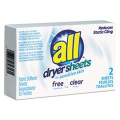 ALL FREE AND CLEAR VEND PACK  DRYER SHEETS FRAGRANCE FREE 