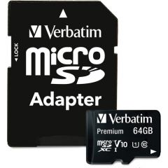 VERBATIM PREMIUM MICROSCXC MEMORY CARD WITH ADAPTER 64GB