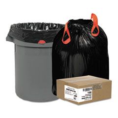 DRAW AND TIE HEAVY DUTY TRASH  BAGS 33GL 1.2MIL 33.5x38 BLACK 