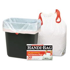 DRAWSTRING KITCHEN BAGS 13GL  0.6MIL 24x27.4 WHITE 50/6