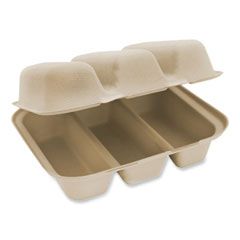 FIBER HINGED TACO CONTAINER  8.8 X 8.2 X 2.9 NATURAL 300/CS