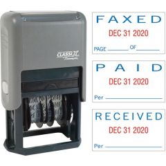 SELF INKING PAID FAXED RECEIVED DATE STAMP RED BLUE