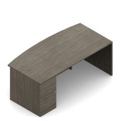 SINGLE PEDESTAL BOW TOP DESK  LEFT 72Wx36Dx30H B/B/F