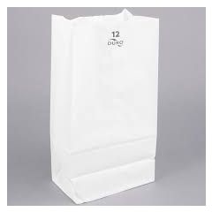 #12 PAPER BAG 40LB 7x4.5x14 WHITE 500/PK