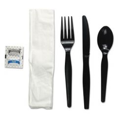 KNIFE FORK SPOON NAPKIN S AND P CUTLERY KIT BLACK 